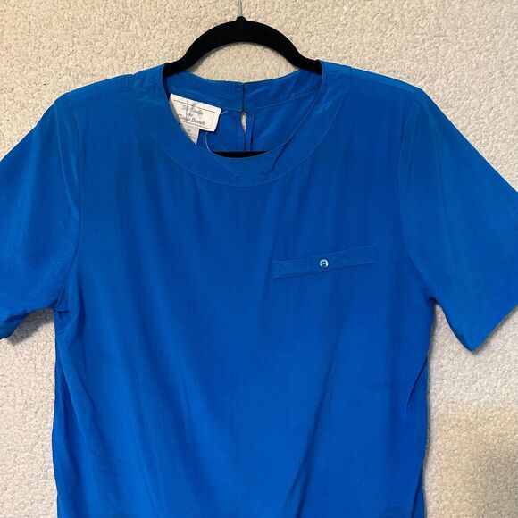 Vintage Silk Studio by Claude Bennett Womens Size 10 Short Sleeve Blouse Casual - Picture 2 of 11